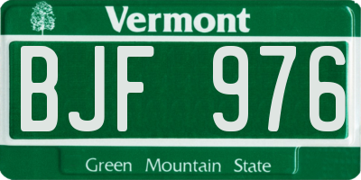 VT license plate BJF976