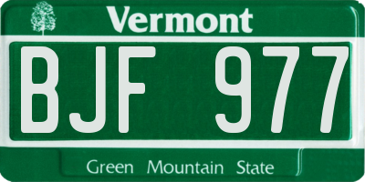 VT license plate BJF977