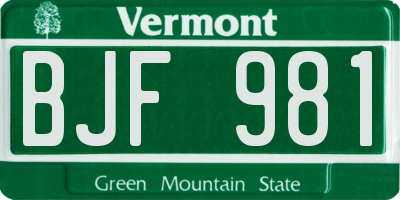 VT license plate BJF981