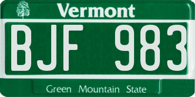 VT license plate BJF983