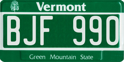VT license plate BJF990