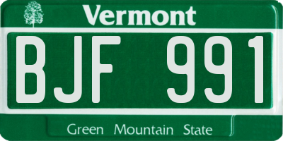 VT license plate BJF991