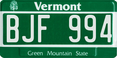 VT license plate BJF994