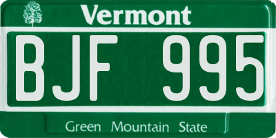 VT license plate BJF995