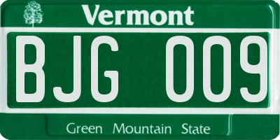 VT license plate BJG009