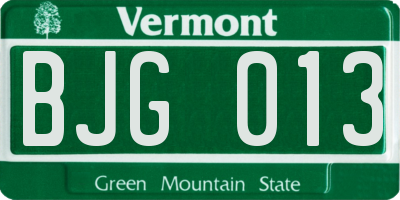 VT license plate BJG013