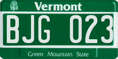 VT license plate BJG023