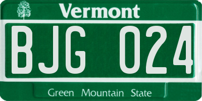 VT license plate BJG024