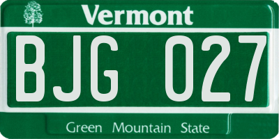 VT license plate BJG027