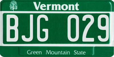 VT license plate BJG029