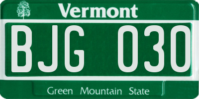 VT license plate BJG030
