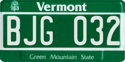 VT license plate BJG032