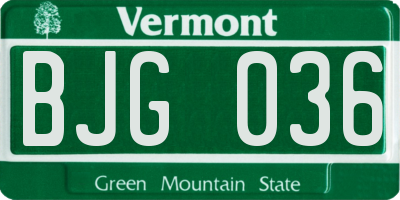 VT license plate BJG036