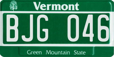 VT license plate BJG046