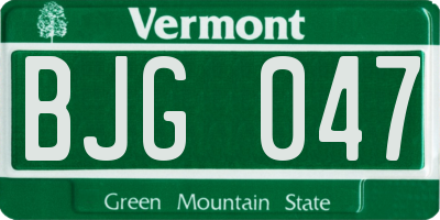 VT license plate BJG047