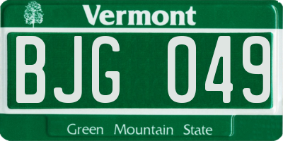 VT license plate BJG049