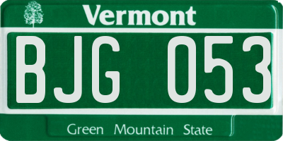 VT license plate BJG053