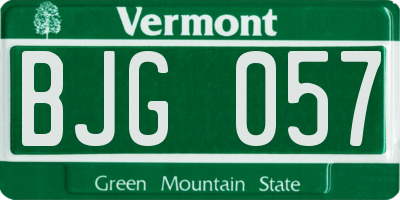 VT license plate BJG057