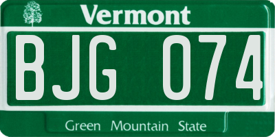 VT license plate BJG074
