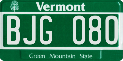 VT license plate BJG080