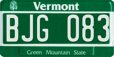 VT license plate BJG083