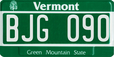 VT license plate BJG090