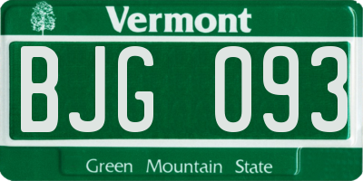 VT license plate BJG093