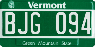 VT license plate BJG094