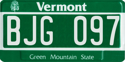 VT license plate BJG097