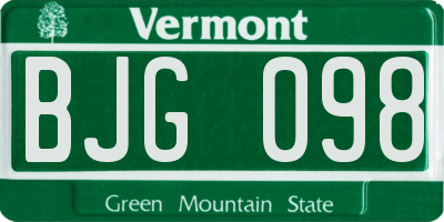 VT license plate BJG098