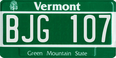 VT license plate BJG107