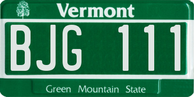 VT license plate BJG111