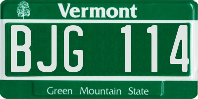 VT license plate BJG114