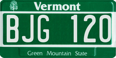 VT license plate BJG120