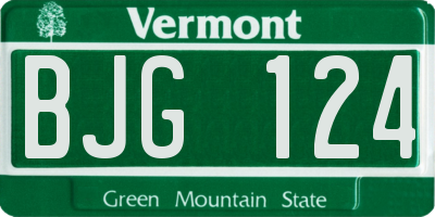 VT license plate BJG124