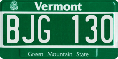 VT license plate BJG130
