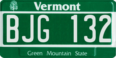 VT license plate BJG132