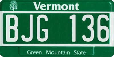 VT license plate BJG136