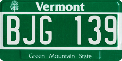 VT license plate BJG139