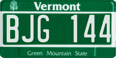 VT license plate BJG144