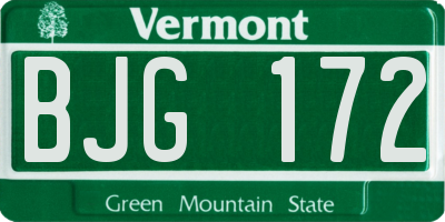 VT license plate BJG172