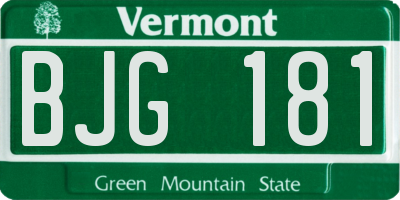 VT license plate BJG181