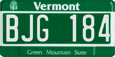 VT license plate BJG184