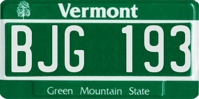 VT license plate BJG193
