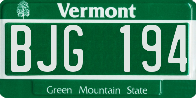 VT license plate BJG194