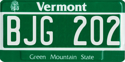 VT license plate BJG202