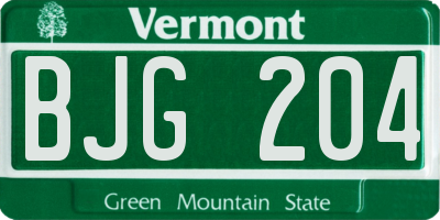 VT license plate BJG204