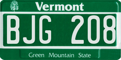 VT license plate BJG208