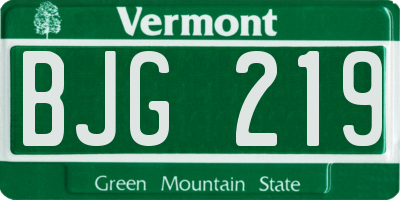 VT license plate BJG219