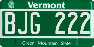 VT license plate BJG222